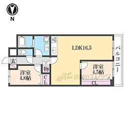 ドマーレ北村 2LDKの間取図画像