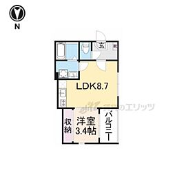 ミュゲット淀 1LDKの間取図画像