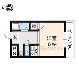 藤田マンション 1Kの間取図画像