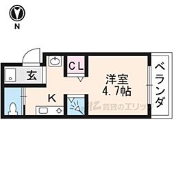 ヴィラタテハラ ワンルームの間取図画像