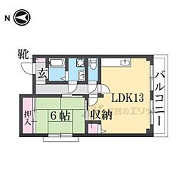 トーシンハイツ桃山 1LDKの間取図画像