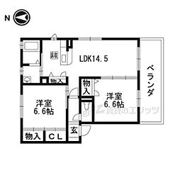マストコート木津南B 2LDKの間取図画像