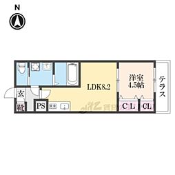 ジーメゾン京田辺大住 1LDKの間取図画像