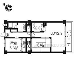 リヴェール 2LDKの間取図画像