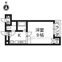 フィップロード 1Kの間取図画像