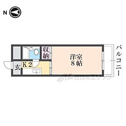 フレンズ墨染 1Kの間取図画像