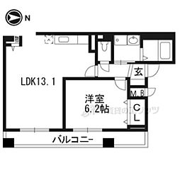 アネックス久我の杜五番館 1LDKの間取図画像