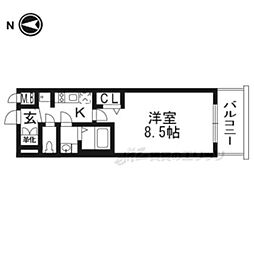 プレサンスTHEKYOTO流雅 1Kの間取図画像