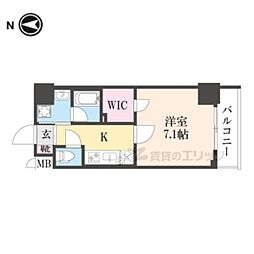 ベラジオ雅び烏丸十条2 1Kの間取図画像