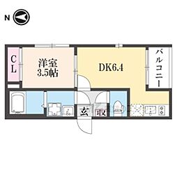 アールヴィラ東野 1DKの間取図画像