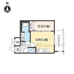 ファーストフィオーレ京都コーヴォ 1LDKの間取図画像