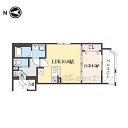 ファーストフィオーレ京都コーヴォ 1LDKの間取図画像