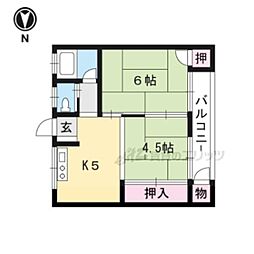 ハイツ百々 2DKの間取図画像