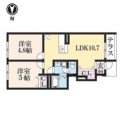 グランアヴニール 2LDKの間取図画像