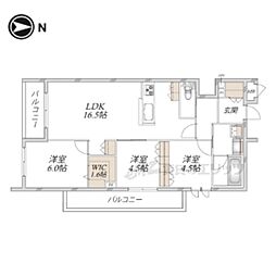 ラ・ポーズ長岡京 3LDKの間取図画像