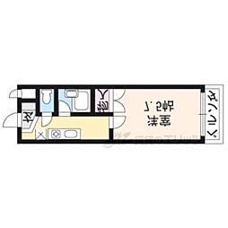京都グレイスガーデン 1Kの間取図画像