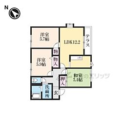 スリーゼハイツB棟 3LDKの間取図画像