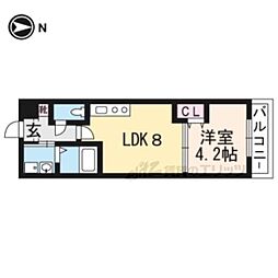 サクシード伏見車町1st 1LDKの間取図画像