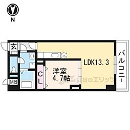 i・レジデンス上鳥羽 1LDKの間取図画像