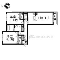 シャーメゾン日野 2LDKの間取図画像