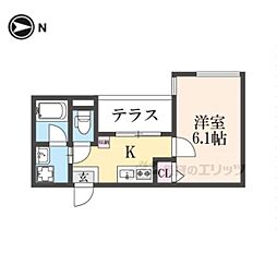 ALEGRIA六地蔵 1Kの間取図画像