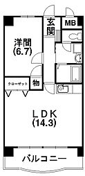 クレールトヨダ 1LDKの間取図画像