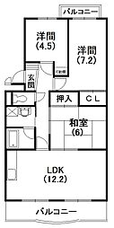 ベルクール 3LDKの間取図画像