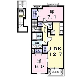 ラビアンローズ北斗 2LDKの間取図画像