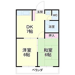 コーポ上浅田 2DKの間取図画像