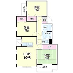 バゥムコートD 3LDKの間取図画像