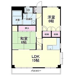 グレース蜆塚 2LDKの間取図画像