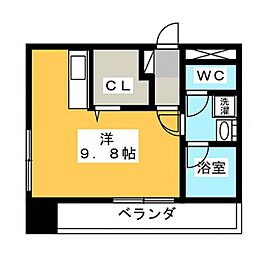 TributeCentral ワンルームの間取図画像