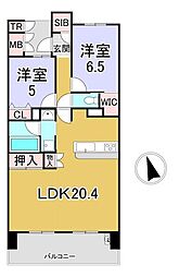 シーズガーデン桐生本町 2LDKの間取図画像