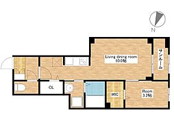 JR東海道・山陽本線 近江八幡駅 徒歩17分の賃貸アパート 1階1LDKの間取り