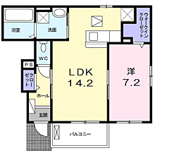 シャン・ノール　XXI 1階1LDKの間取り