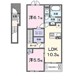 ディアコート秀明IV 2LDKの間取図画像