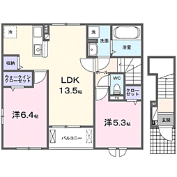 ソレイユII 2LDKの間取図画像