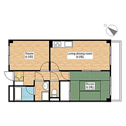 ネオミレニアム 2LDKの間取図画像