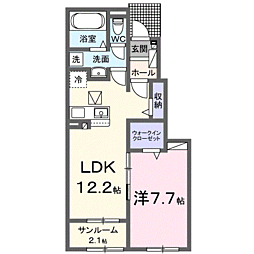 シャーイン イースト ケイ 1LDKの間取図画像