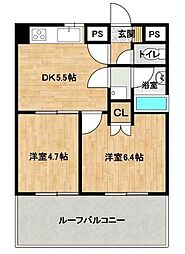 ダイアパレス長野大通り 2DKの間取図画像