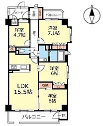 サーパス三輪 4LDKの間取図画像