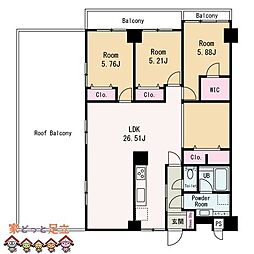 竹の塚松久ハイツ 4LDKの間取図画像
