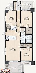 グラントレゾール小岩イーストテラス 3LDKの間取図画像