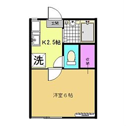 ハミングA 1Kの間取図画像