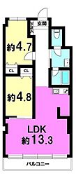 ターミナルハイツ24 2LDKの間取図画像
