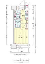 プレサンス鶴舞パーク＆ステーション 10階1Kの間取り