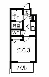 ファステート鶴舞駅前リヴェール 1Kの間取図画像
