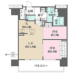 リニアゲートタワー名古屋 2LDKの間取図画像