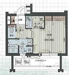 プレサンス金山グリーンパークス 1Kの間取図画像