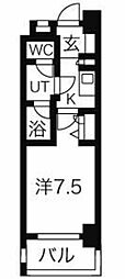 メリヴ鶴舞 1Kの間取図画像